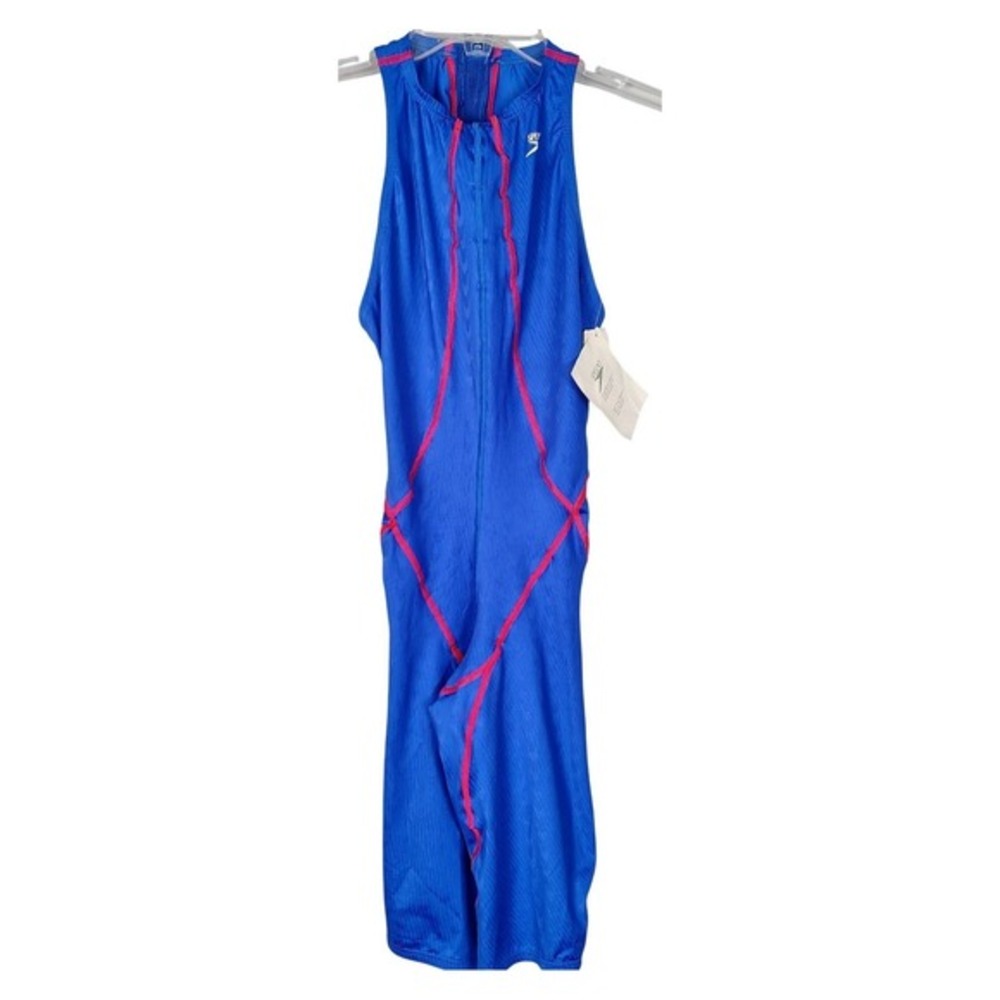 Speedo Aquablade Full Body Swimsuit‎ Blue Red 705848 42L Vintage USA NWT nos